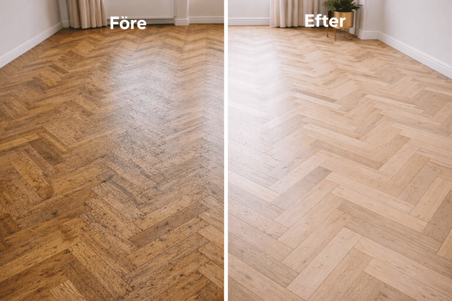 Fiskbensparkett i äldre fastighet, Malmö - Före